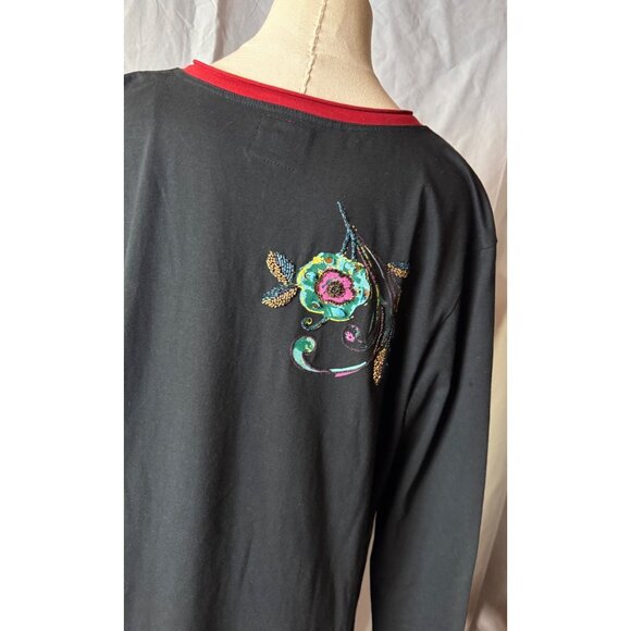 Double D Ranch 2XL Black Tunic Dress Embroidered Boho Hippie Western Mexican - Picture 5 of 15